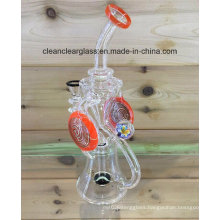 Factory Wholesale High Quality Colored Glass Water Pipe Recycler with a Flower Marble